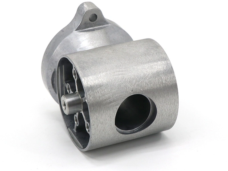 Aluminum casting showing machined interface and port geometry for leak-control planning