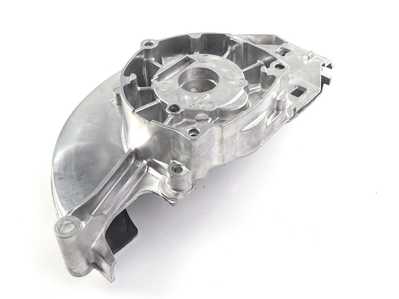 Second aluminum die cast housing view showing ribs and machined interfaces