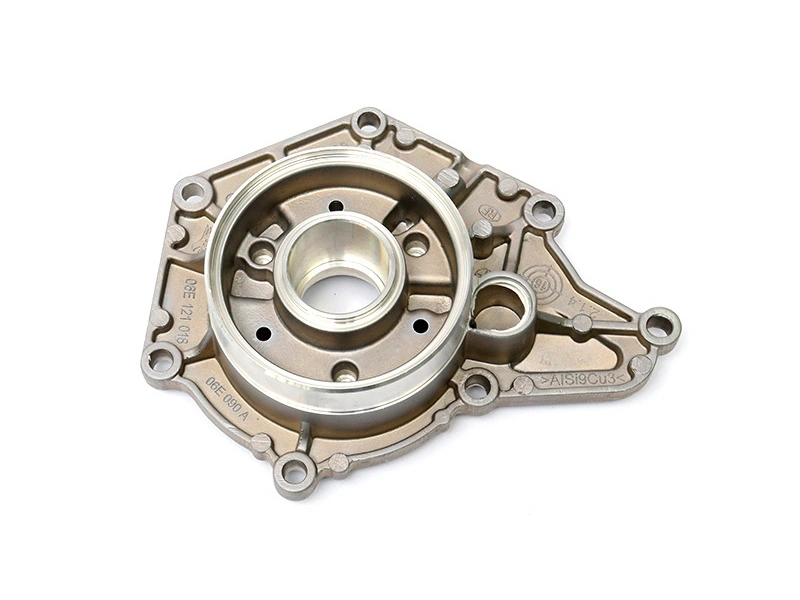 Second view of an aluminum die cast housing showing machined sealing surfaces and cast ribs