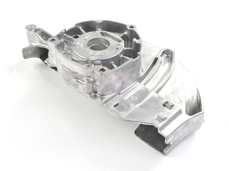 Second aluminum die cast housing view showing ribs and machined interfaces